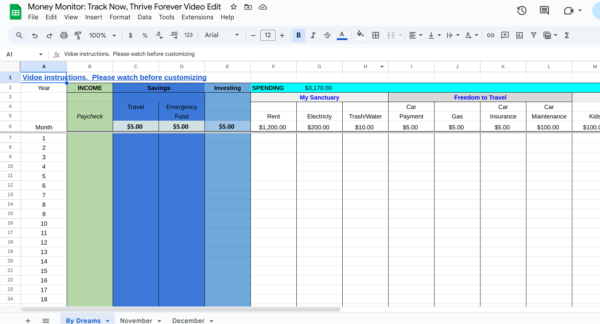 Money Monitor Sheet for Teach Teens Money Class